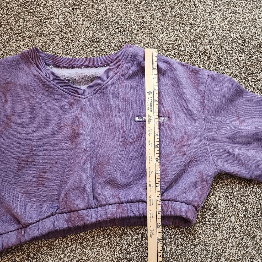 Alphalete HCTS Women's Washed V-Neck Fleece Crop Sweater Size Large - Picture 7 of 7